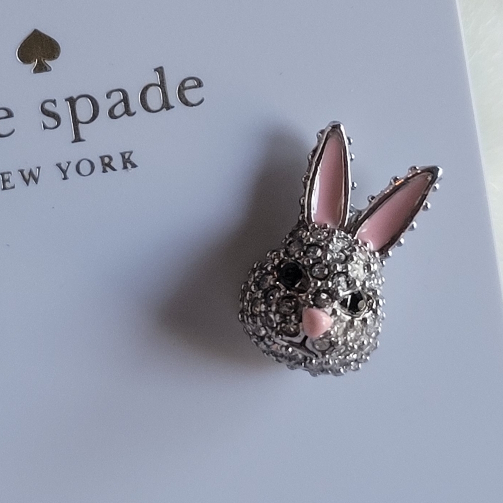 kate spade pink and silver bunny stud earrings - Picture 7 of 8